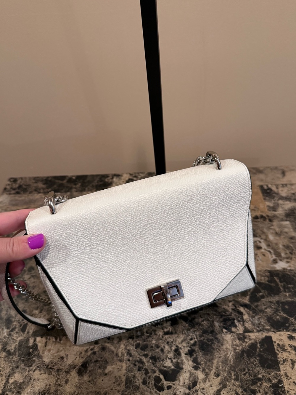 Henri Bendel Bijoux Party Chain Crossbody - White Pebbled Leather - Picture 4 of 16